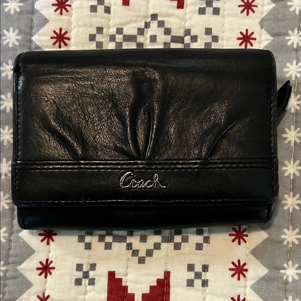 Coach Black Leather Folded Wallet